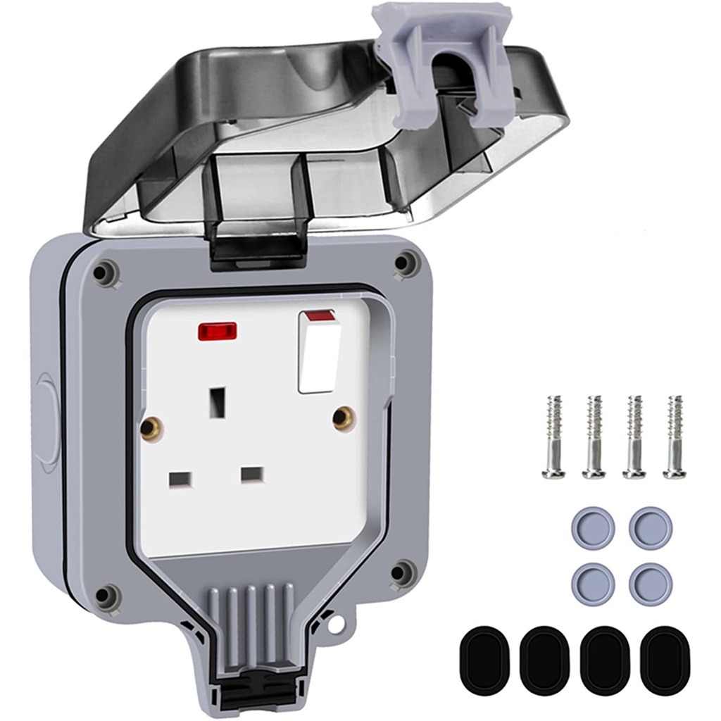 Single Outdoor Socket Waterproof Socket, Wall Electrical Outlets, IP66