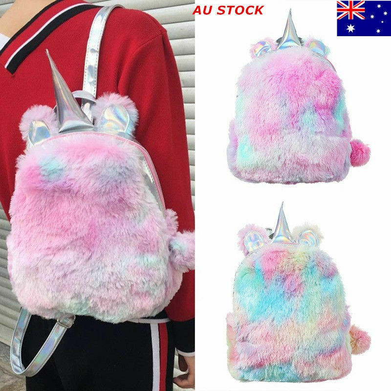 pink fluffy mini backpack