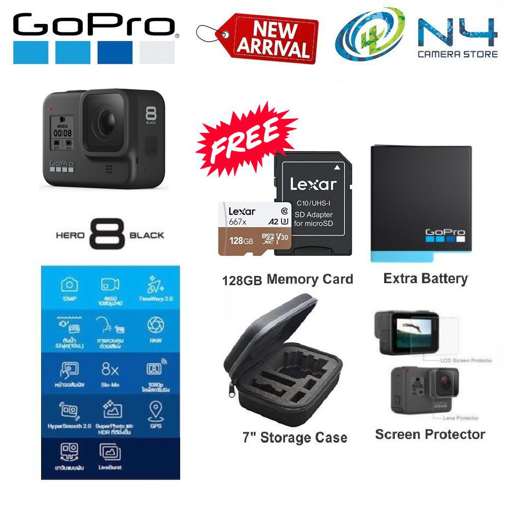 Gopro Hero8 Hero 8 Black 128gb Card Extra Battery Screen