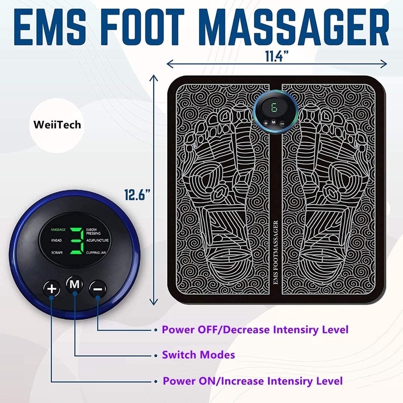 Multi Versatile Electric EMS Foot Massager Pad Rechargeable tikar urut kaki elektrik Feet Muscle Stimulator Leg Resha... - Image 4