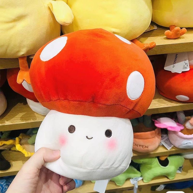 25cm Cute Red Mushroom Pillow Stuffed Plant like miniso Plush Toy Back