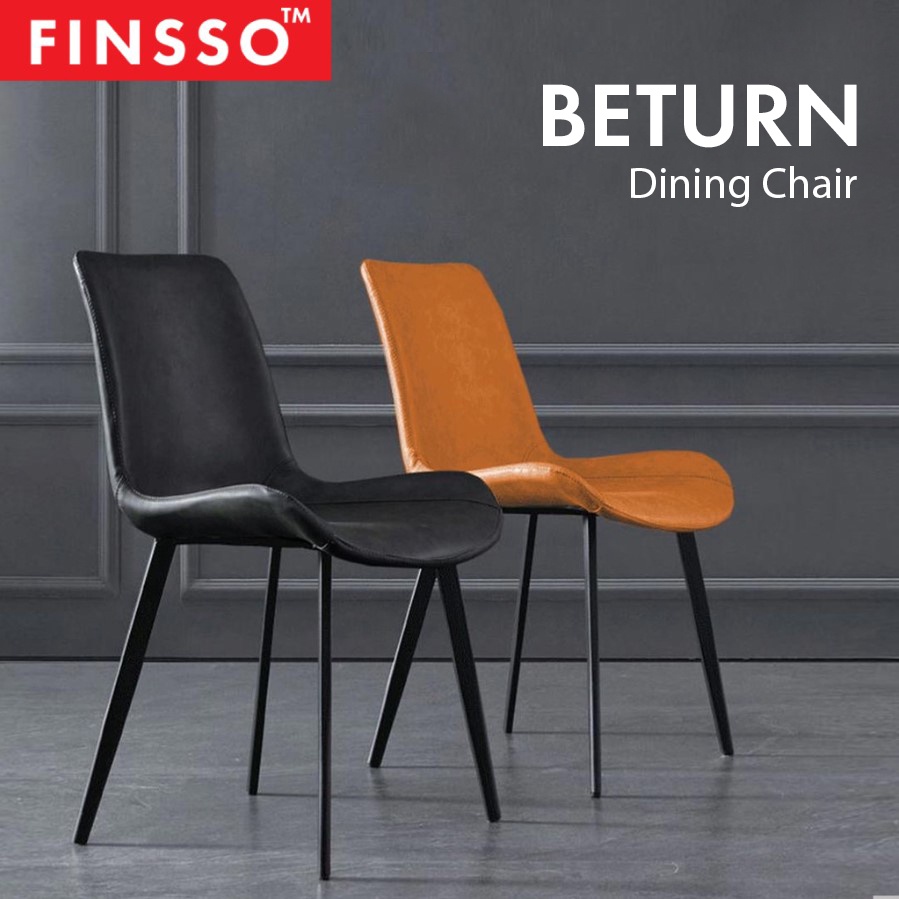 FINSSO: Beturn Leather Simple & Modern Dining Chair/ Kerusi Makan