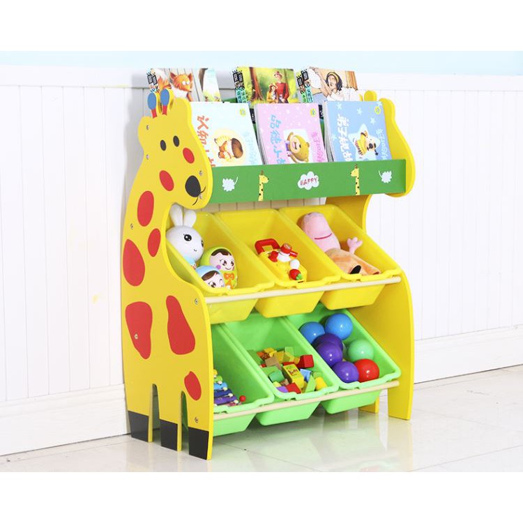 6 Baskets Giraffe Cartoon Kids Children Toy Storage Rack Organizer