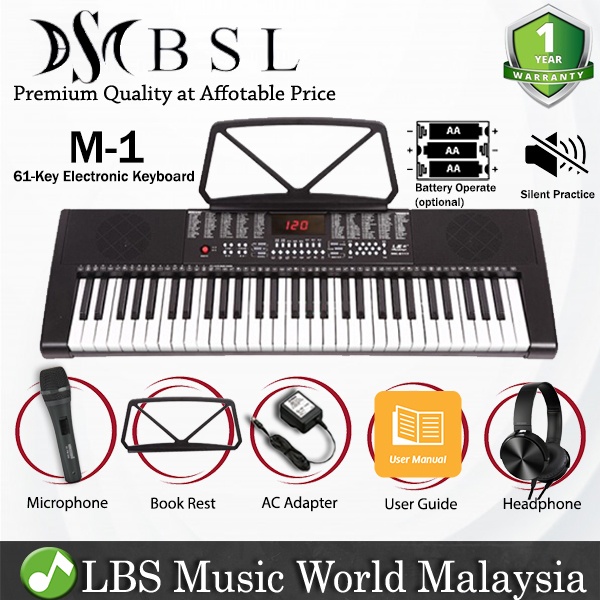 BSL M-1 61 Key Self Learning Portable Keyboard Organ Electronic Music Digital Piano (M1)