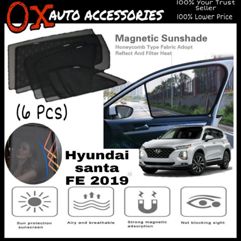 Hyundai Santa FE 2019 Magnetic Sunshade (6pcs) | Shopee Malaysia