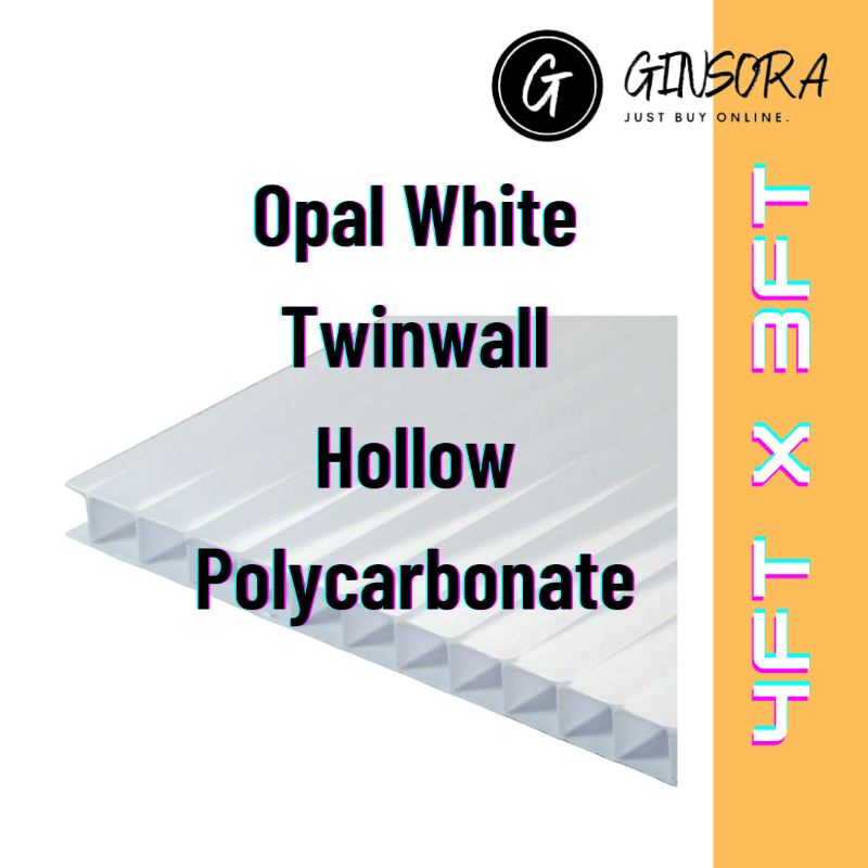 4FT x 3FT Twinwall Hollow Polycarbonate Opal White (T: 6mm) | Shopee ...