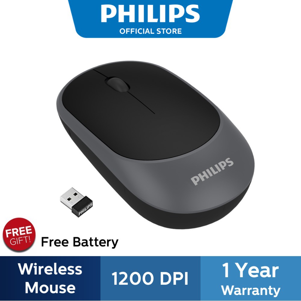 Philips Wireless Mouse M314 Silent Click for PC Desktop Laptop Work From Home PDPR