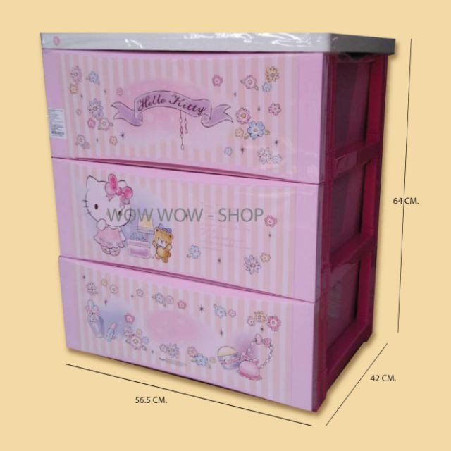 Hello Kitty Kitty Drawer Cabinet 3 Floors Top Wood Clothes