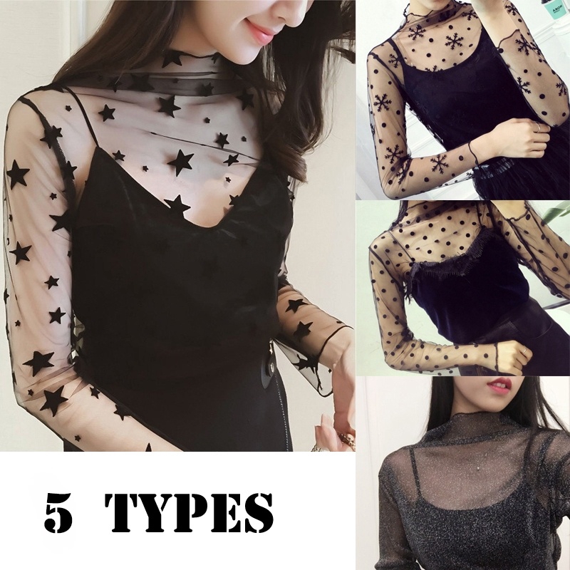 sheer black blouse long sleeve