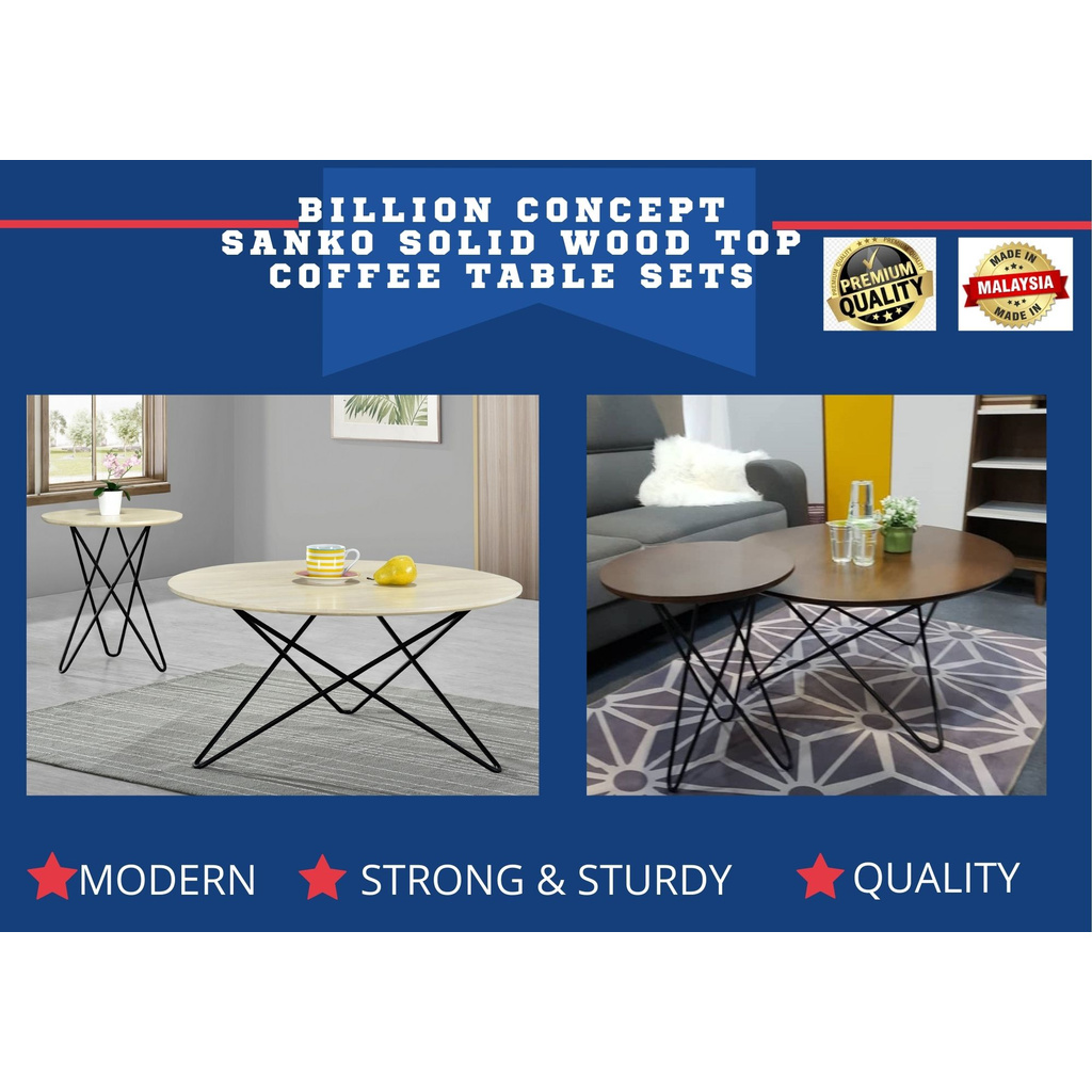  READY STOCK BILLION CONCEPT SANKO SOLID RUBBER WOOD TOP + METAL LEG