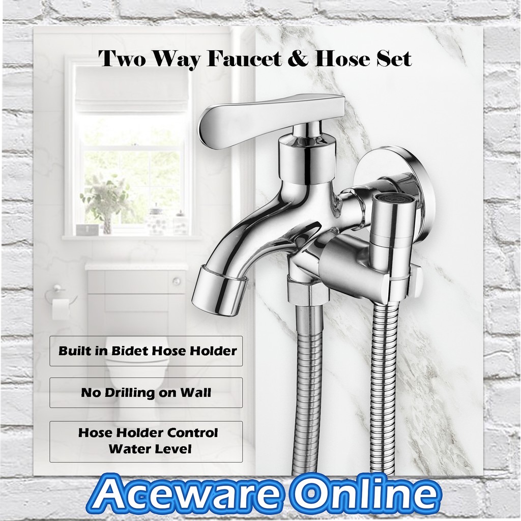 Two Way Faucet Tap With Water Bubbler Head Spout Bidet Hose