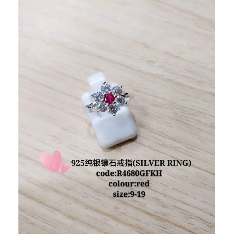 cincin perak 925 (925 silver stone ring)*925纯银镶钻戒指