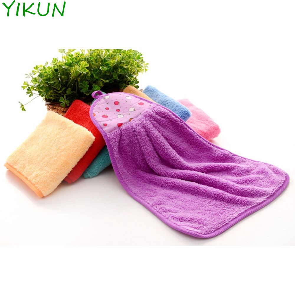 3PCS Comfortable Hanging Coral Velvet Hand Towel Super Absorbent Hand Dry Towel for Kitchen Bathroom Use Random Color Creative and Useful 