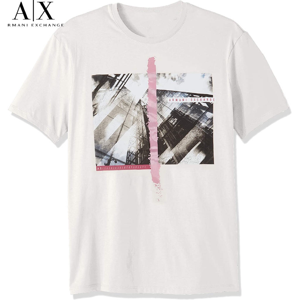 Armani Exchange Men S Casual Short Sleeve Skyscraper Graphic T Shirt 100 Cotton Shopee Malaysia - ax armani exchange shirt black roblox