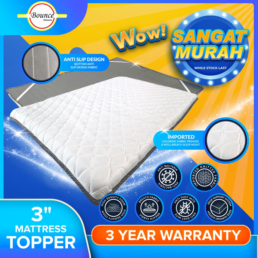 (Sale) Topper Mattress King/Queen/Single/Super Single Size 2.5" Inches Thick [Foldable Mattress Protector & Comfortable]