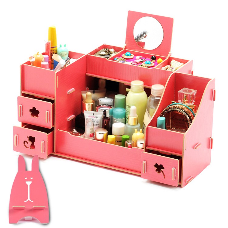 Beautyland Wood Large Capacity Makeup Cosmetic Organizer Desktop
