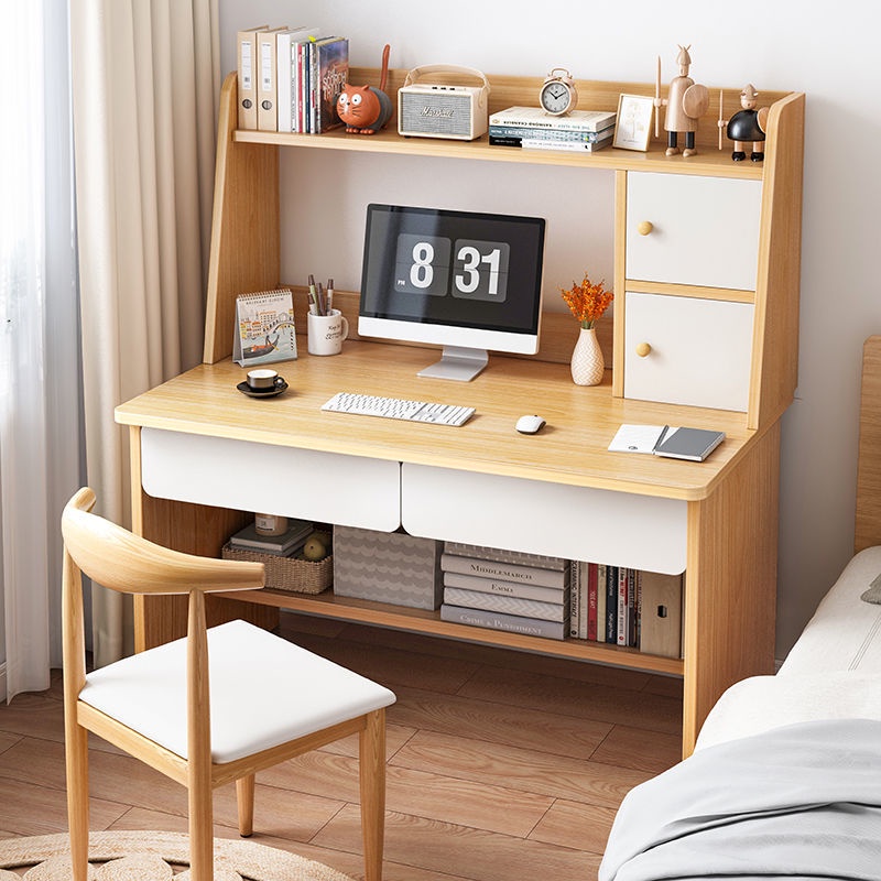 ♤☽Desktop Computer Desk Bedroom Student Desk Bookshelf One Table Home Writing Desk Room Simple Desk Study Table