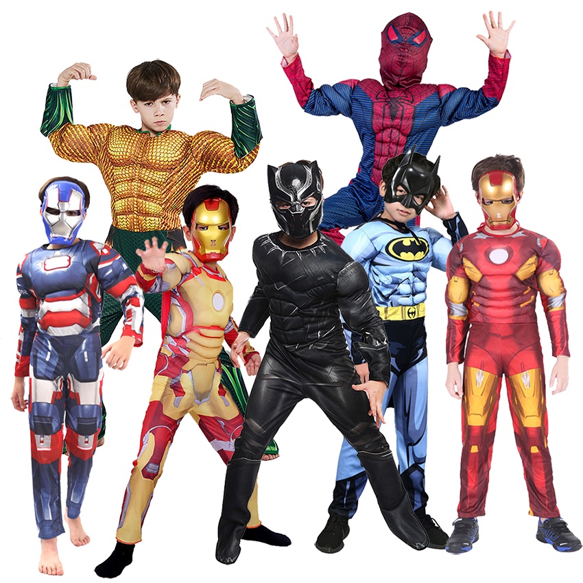 Socute Halloween Super Hero Doctor Strange Superman Black Panther Ironman Muscle Cosplay Costume School Sport Day