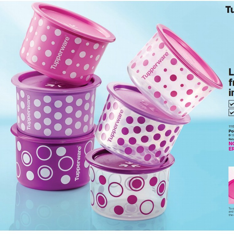 Tupperware One Touch Topper Junior Polka Pearls 600ml 1 Nos Only / 1 Biji / Random Choice