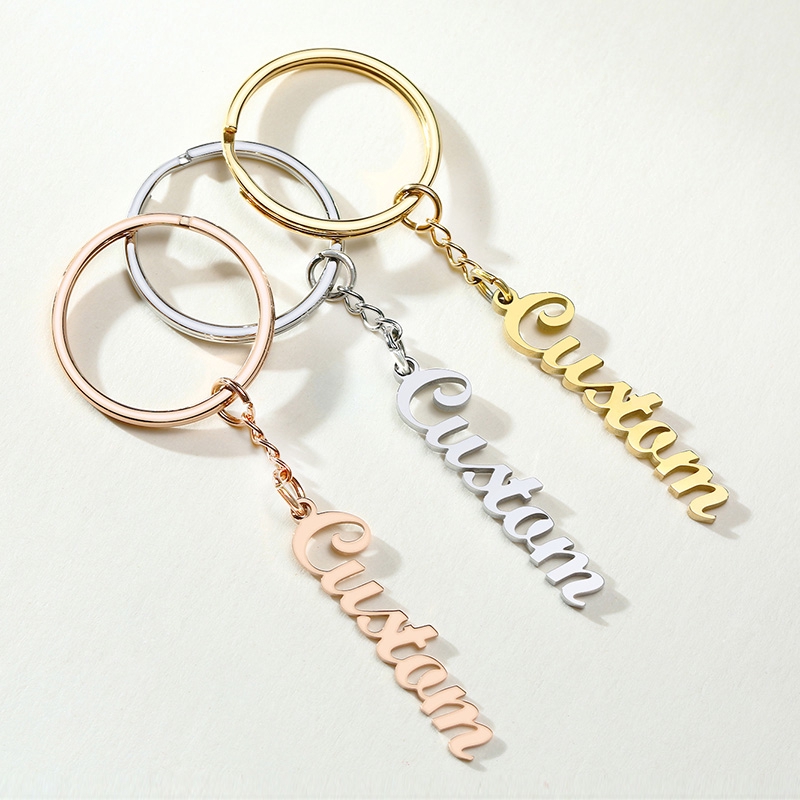 Personalized Custom Name Keychain Customized Cursive Nameplate Keychain