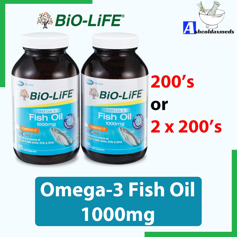 (Promo) BioLife/Biolife Omega3 Fish Oil 1000mg (2X200'S) or (200'S