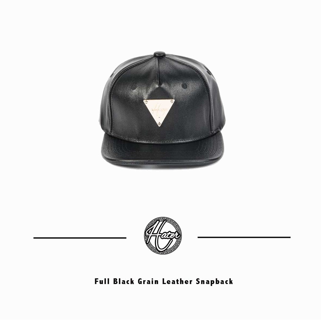 hater black leather snapback