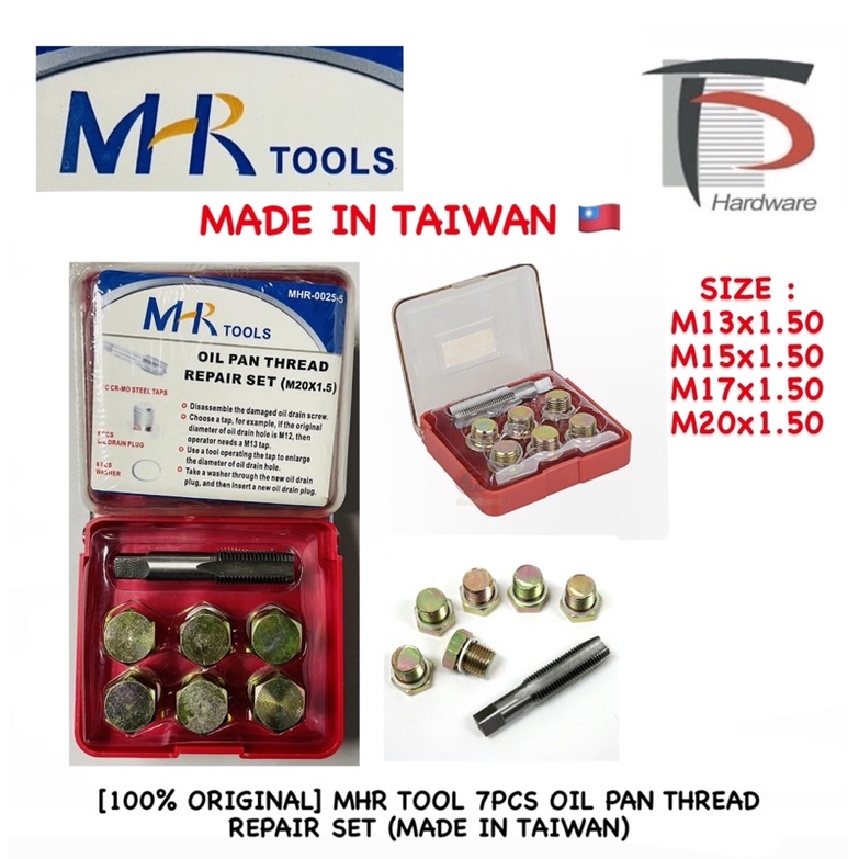 [100% ORIGINAL] MHR TOOL 7PCS OIL PAN THREAD REPAIR SET (MADE IN TAIWAN)