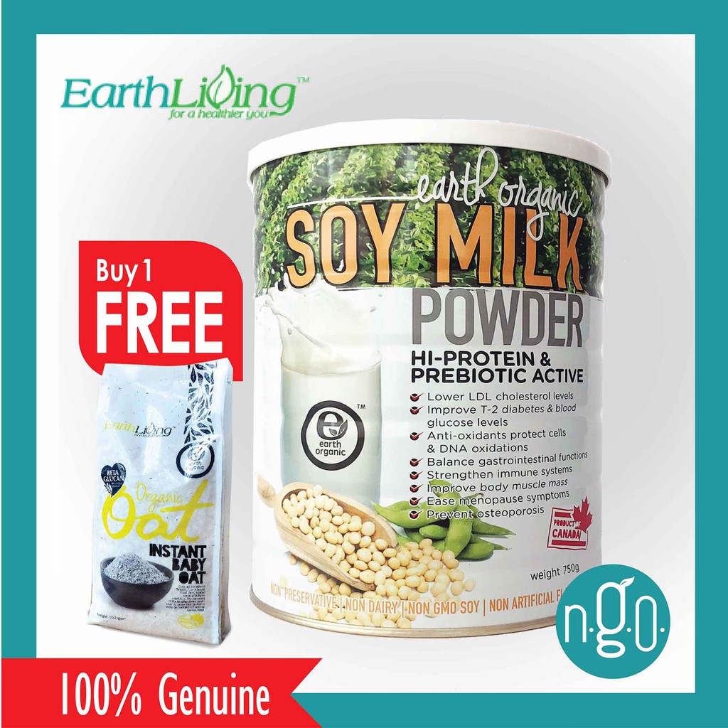 NEW 2 Tin Earth Organic Hi Protein & Prebiotic Active Soy Milk Powder 700g 