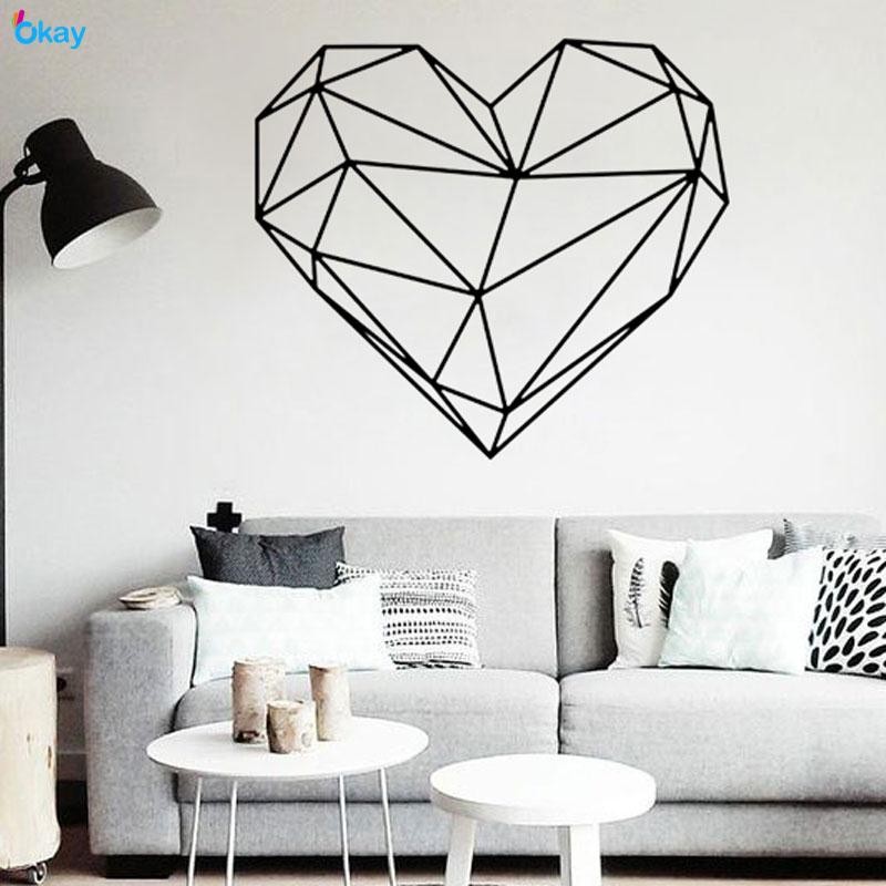 Op Black Geometric Heart Wall Sticker Removable Decor Living Room