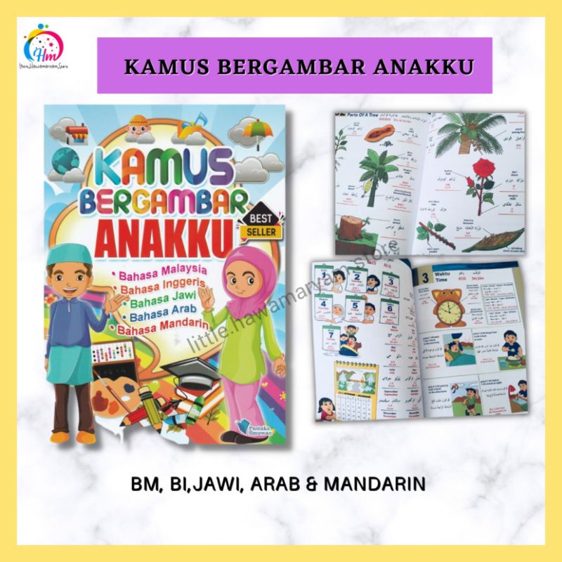 Kamus Bergambar Anakku BM/BI/B.Arab/Jawi/Mandarin l Kamus Bergambar