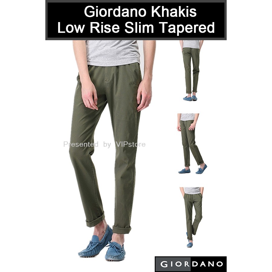 GIORDANO Khakis Low Rise Slim Tapered Pant Army Green | Shopee Malaysia