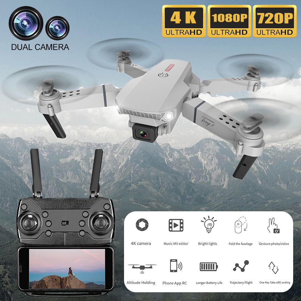 E88 Pro Drone 4k Hd Wide Angle Dual Camera 1080p Wifi Visual