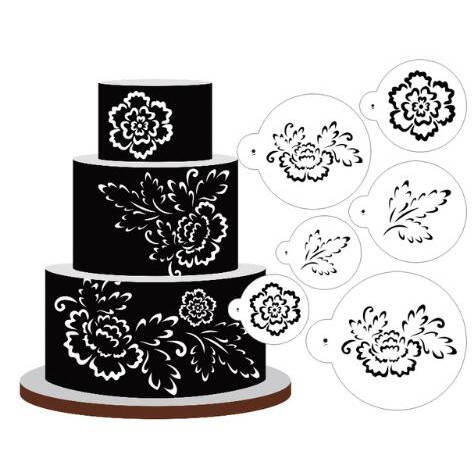 6pcs Lot Flowers Cake Stencil Cookie Mold Fondant Cake Decorating