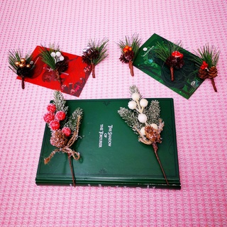[READY STOCK] DIY Gift Packing Decoration Home Ornament Mini Tree Pine Branch New Year Decoration Snowflake Red Berry