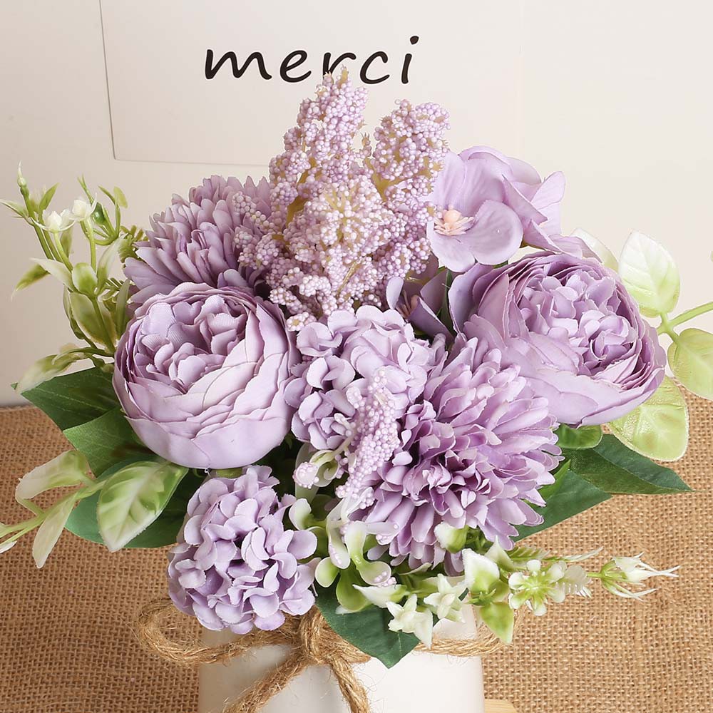 【Aesthetic combination】Artificial flowers Bouquet Ball chrysanthemum Peony Rose Foam Grain Hydrangea Artificial flower Wedding Bouquet Decorative Flower Flower Arrangement Art