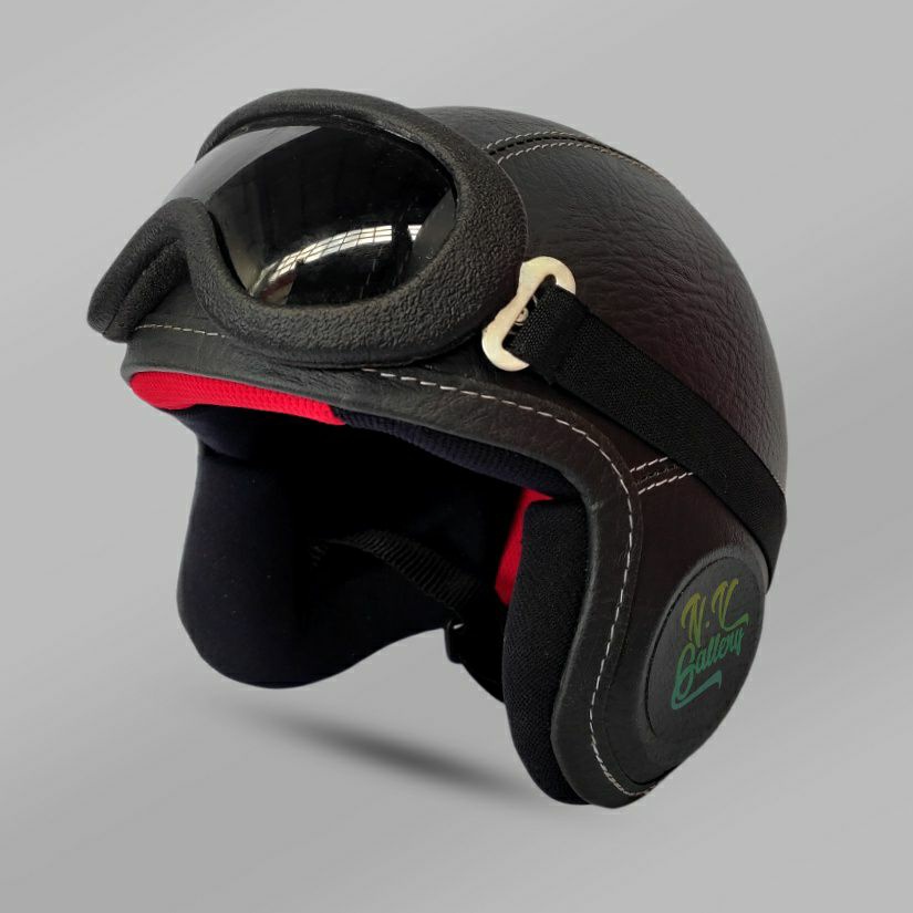 HITAM Pororo Retro Child Motorcycle Helmet Aged 26 Years Plain Black