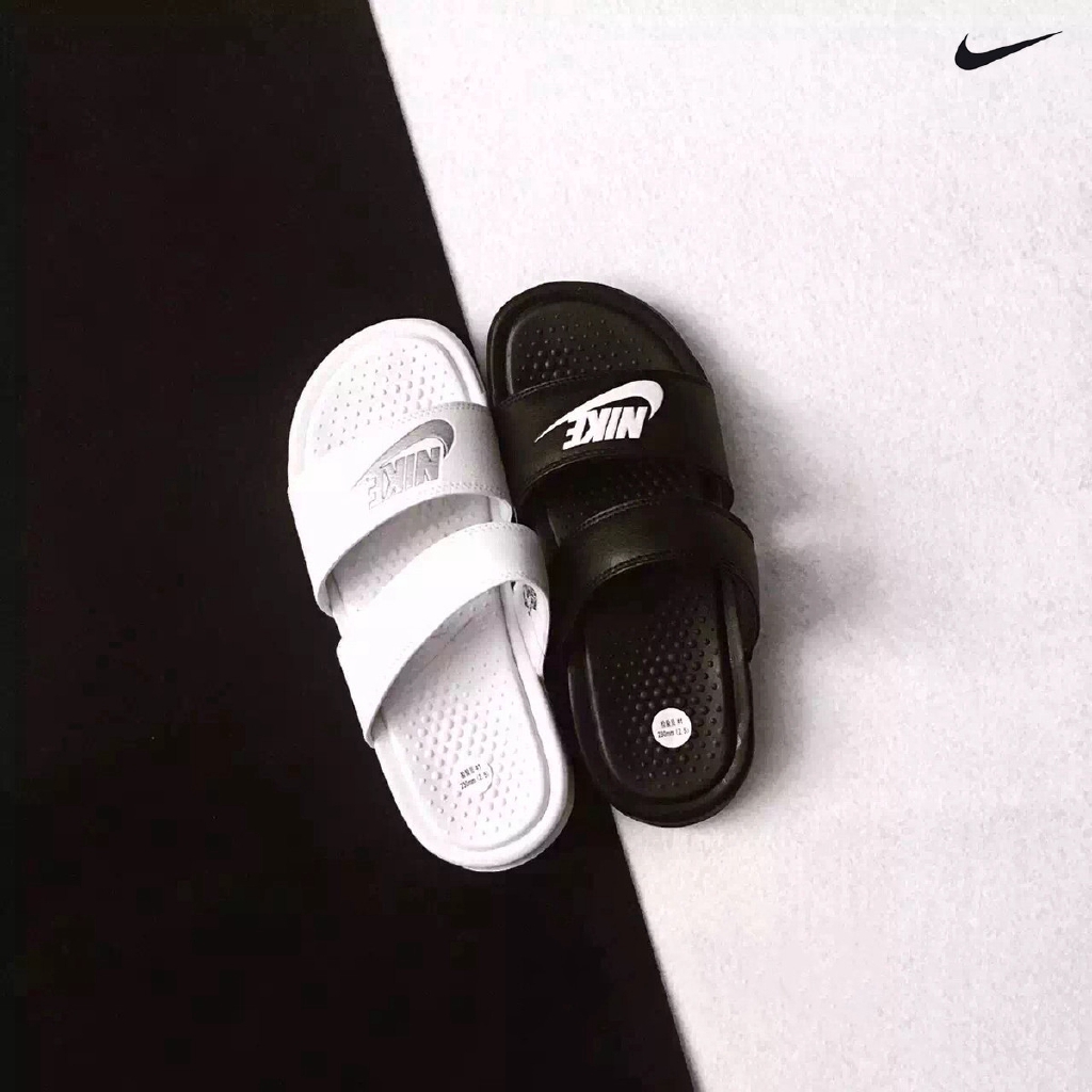 nike double strap slides white