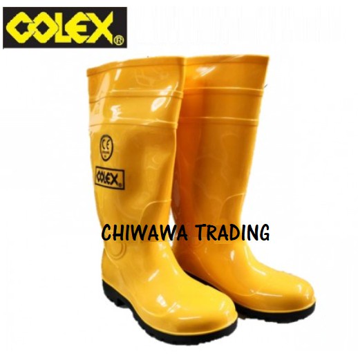 COLEX PVC Yellow Safety Rain Boots Plastic Kasut Kuning banjir