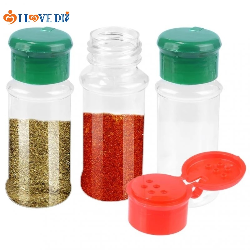 3 7*10CM Transparent Plastic Spice Salt Pepper Shaker For Barbecue