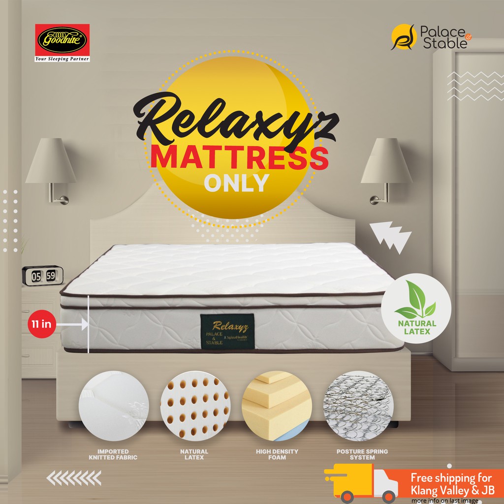 Goodnite Relaxyz Mattress, 11in Natural Latex + Posture Spring, Sizes