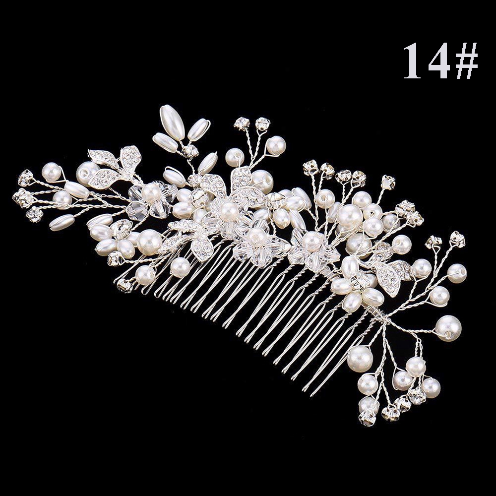 Bridal Flower Hair Comb Wedding Diamante Crystal Pearl Clip Slide Tiara Headband 