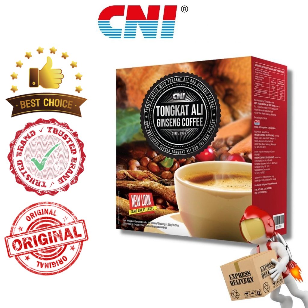 CNI Tongkat Ali Ginseng Coffee 20 sticks x 20g - Kopi Pra Campuran, Ekstrak Tongkat Ali & Ginseng