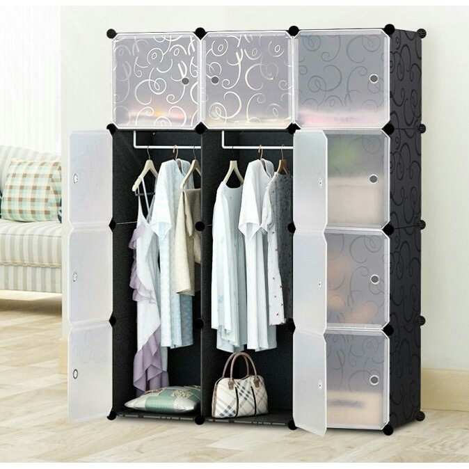 Wardrobe Cabinet 6 8 9 12 Cubes Black Stripes DIY Clothes Rak Kotak ...