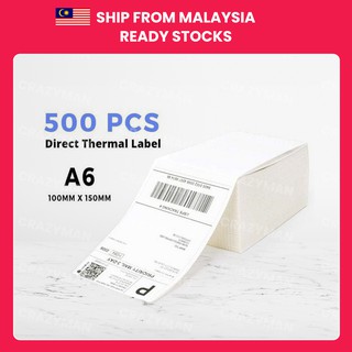 《Thermal Label》500pcs A6 Paper Shipping Label Shopee Airway Bill Consignment Note [100mm x 150mm]