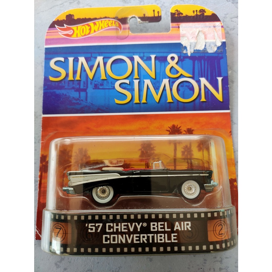 Hot Wheels 57 Chevy Bel Air Convertible filme Simon and Simon temático lacrado com pneus de borracha premium | Brasil