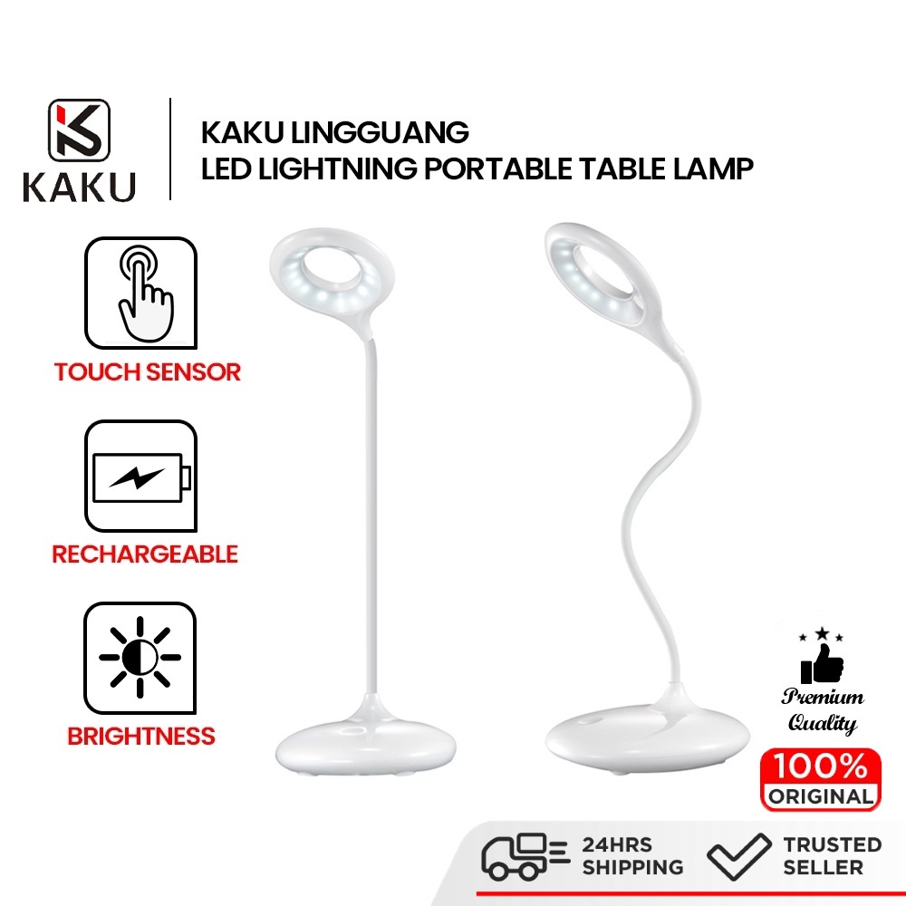 KAKU LINGGUANG LED Touch Dimming Desk Table Lamp Bed Light Reading Eye Protection 360 Rotation USB Rechargeable Portable