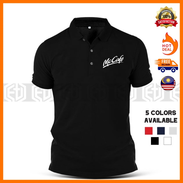 Baju Sulam McCafe Cotton Polo T Shirt T-Shirt TShirt Unisex Uniform Kolar Pakaian Seragam Company Corporate Casual Event