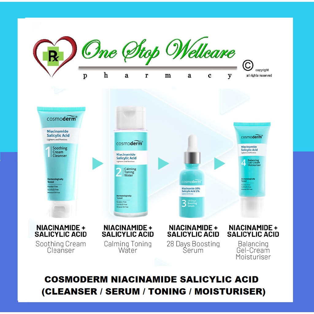 COSMODERM NIACINAMIDE SALICYLIC ACID (CLEANSER / SERUM / TONING