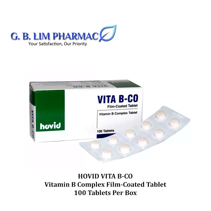 Hovid Vita B-Co Vitamin B Complex 100 TabletS (EXP: 31-JULY-2024 ...