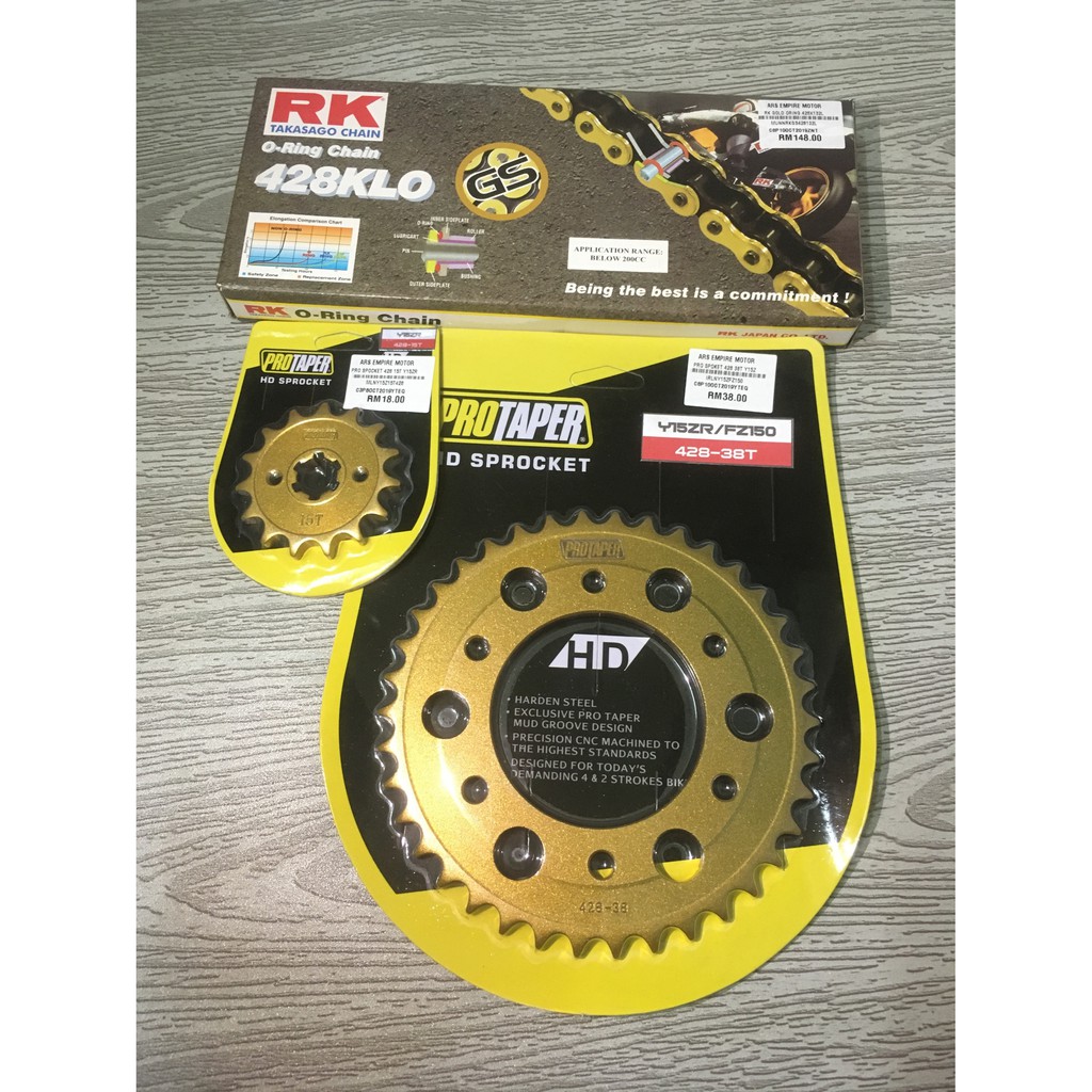 Rk O Ring Chain 428 132l 1 Set With Sprocket Protaper Y15zr Shopee Malaysia